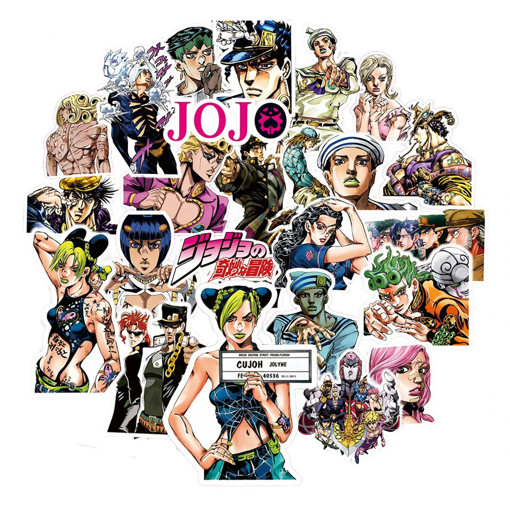 10/30/82pcs JoJo's Bizarre Adventure Anime Stickers Waterproof DIY Skateboard Phone Guitar Bike Classic Japan Manga Sticker Pack