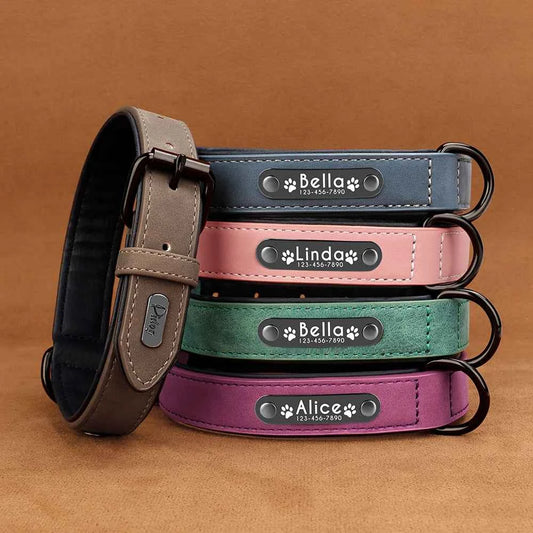 Dog Collars Personalized Custom Leather Dog Collar Name ID Tags For Small Medium Large Dogs Pitbull Bulldog Beagle Correa Perro