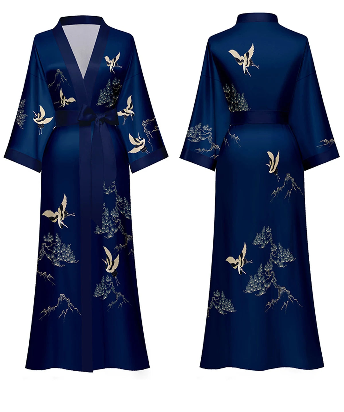 Women's Long Silk Satin Kimono Robe - Lightweight & Soft