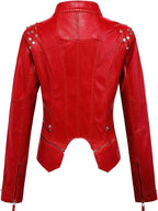 2025 Spring PU Leather Jacket with Rivet Detail