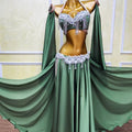 Belly Dance Outfit Suit Women's Customized Senior AB Stones Bra+sexy Split Long Skirt 2pcs Oriental Dance Performance Costumes