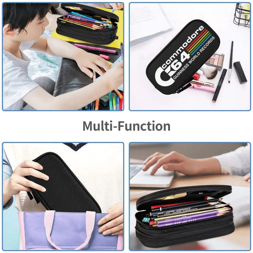 Custom Kawaii Retro Commodore 64 Pencil Case for Girls Boys C64 Amiga Computer Large Capacity Pen Box Bag Stationery SS69