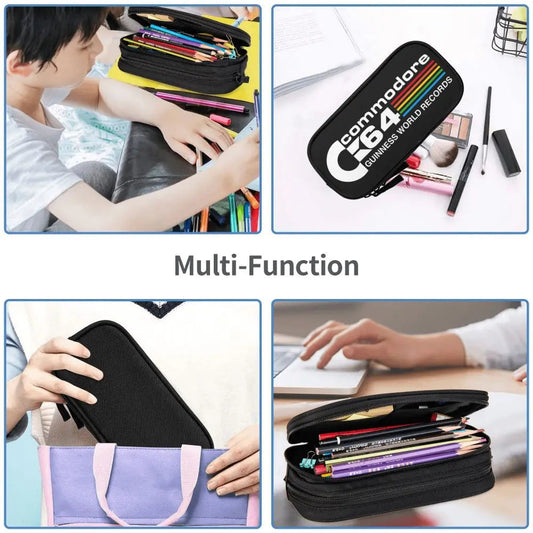 Custom Kawaii Retro Commodore 64 Pencil Case for Girls Boys C64 Amiga Computer Large Capacity Pen Box Bag Stationery SS69