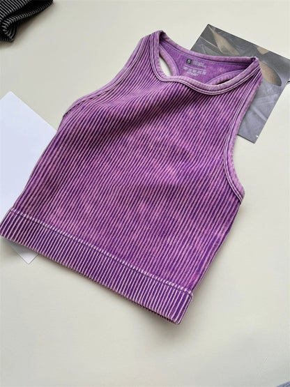 Seamless Yoga Top Fitness Sports  Gym Running Vest  Workout Women Athleisure Sleeveless Crop Top - SS69