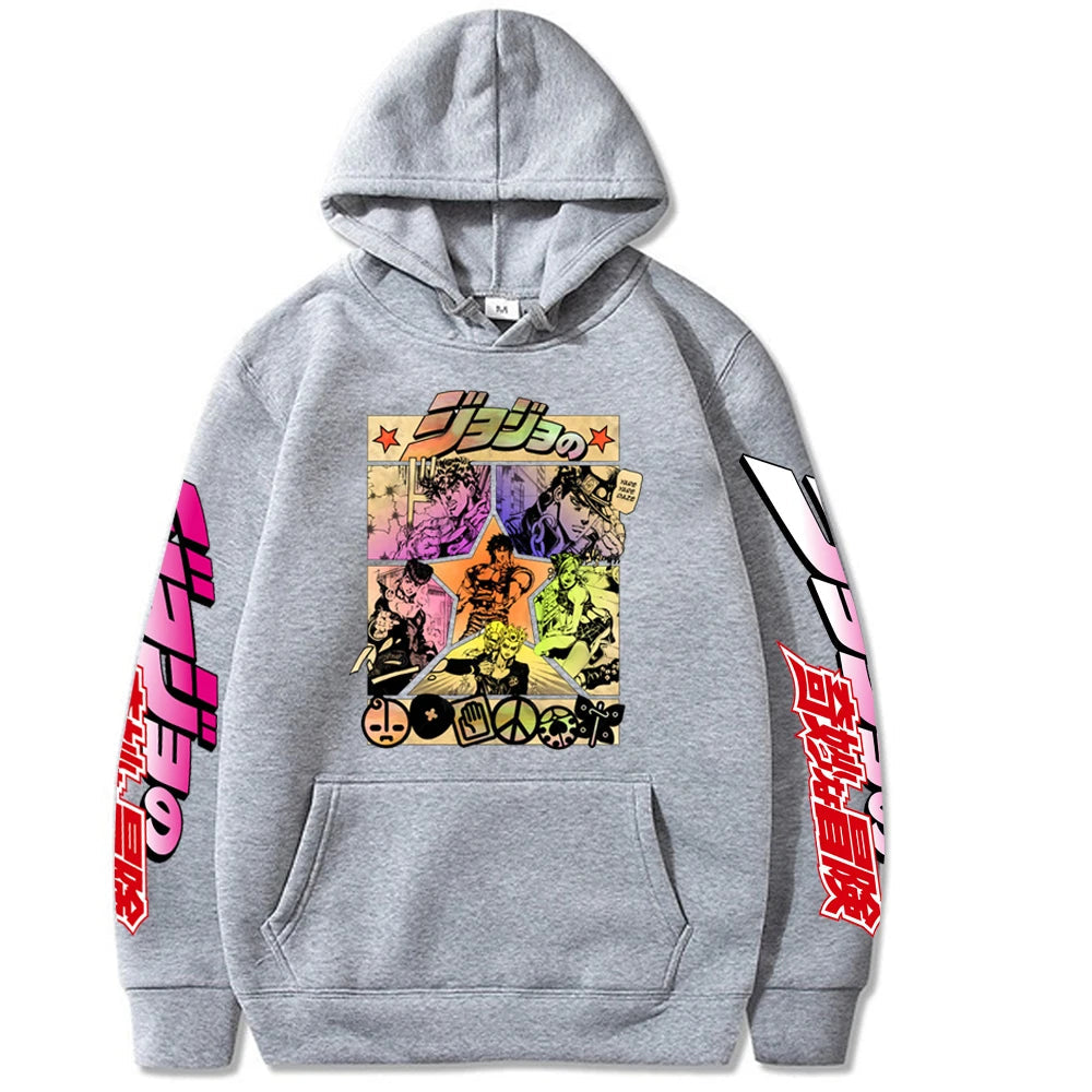 2021 Harajuku JOJO's Bizarre Adventure Unisex Hoodies Japanese Anime JOJO Printed Men's Hoodie Streetwear Casual Sweatshirts SS69 22.69 GRAY / XXXL