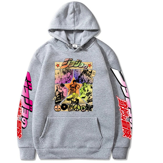 2021 Harajuku JOJO's Bizarre Adventure Unisex Hoodies Japanese Anime JOJO Printed Men's Hoodie Streetwear Casual Sweatshirts SS69 22.69 GRAY / XXXL