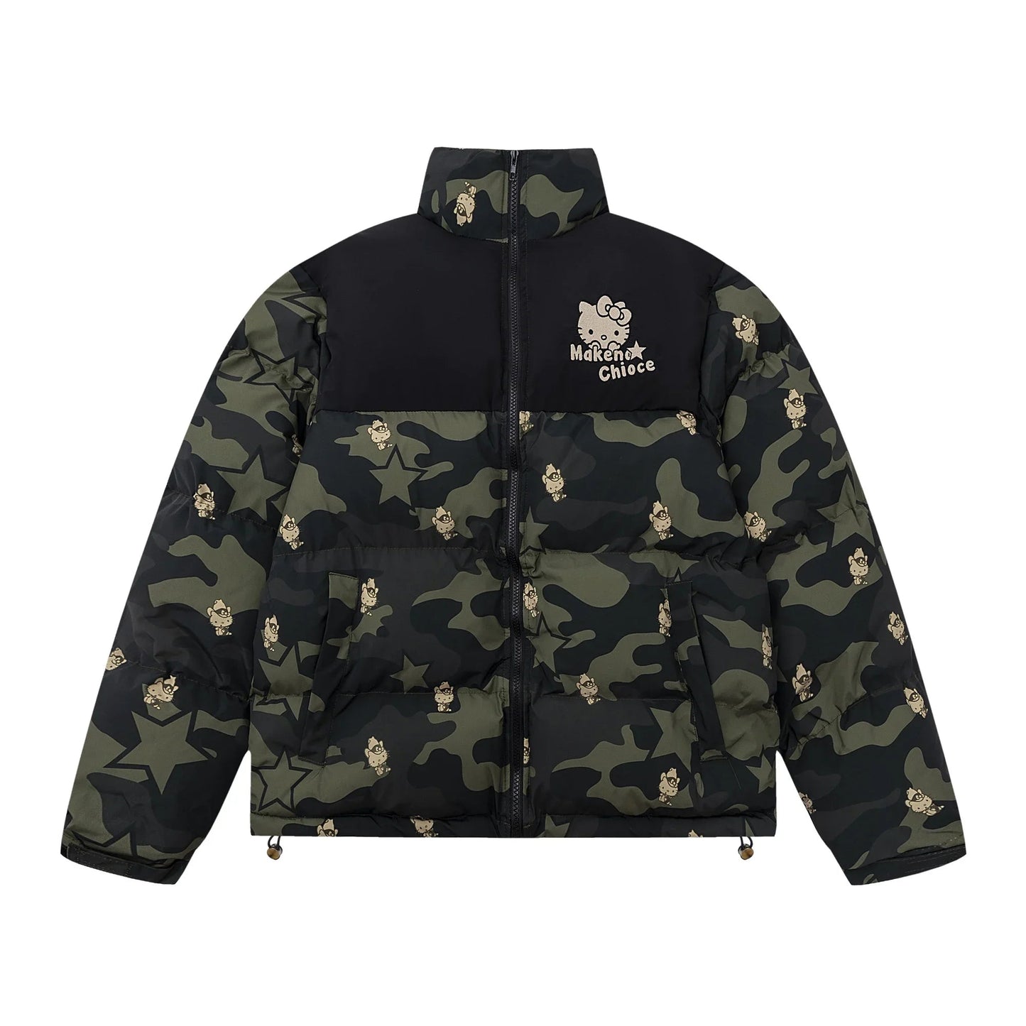 Sanrio Y2K Hello Kitty Winter Women Camouflage Down Jacket Thicken Coat Anime Kawaii Warm Cotton Clothes Tops Girl Student Loose SS69 24.69 A / L