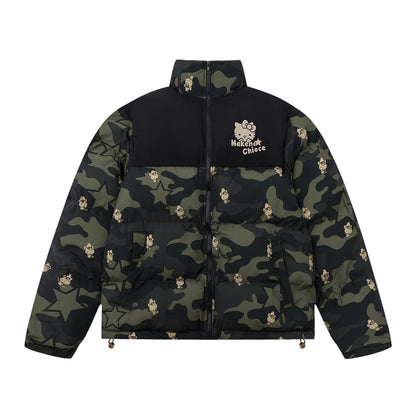 Sanrio Y2K Hello Kitty Winter Women Camouflage Down Jacket Thicken Coat Anime Kawaii Warm Cotton Clothes Tops Girl Student Loose SS69 24.69 A / L