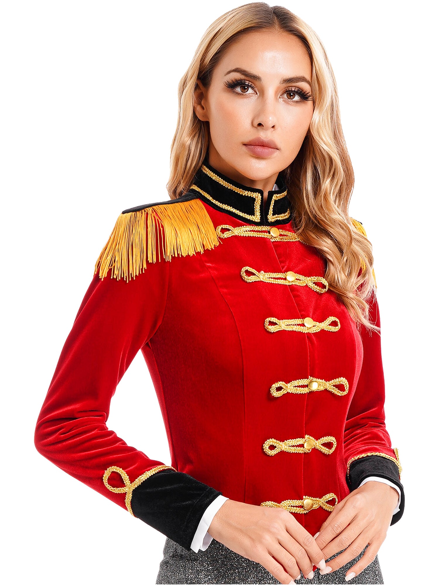 Women Circus Ringmaster Costume Showman Majorette Tassel Tailcoat Jacket Halloween Carnival Lion Tamer Cosplay Costumes