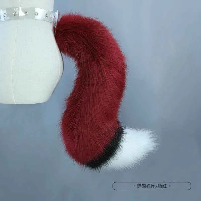 White/Red Wolf Fox Headwear Furry Jackal Ear Jackal Tail Props Cat Ear Headband Handmade Anime COSPLAY Lolita KC LOL Fox Costume