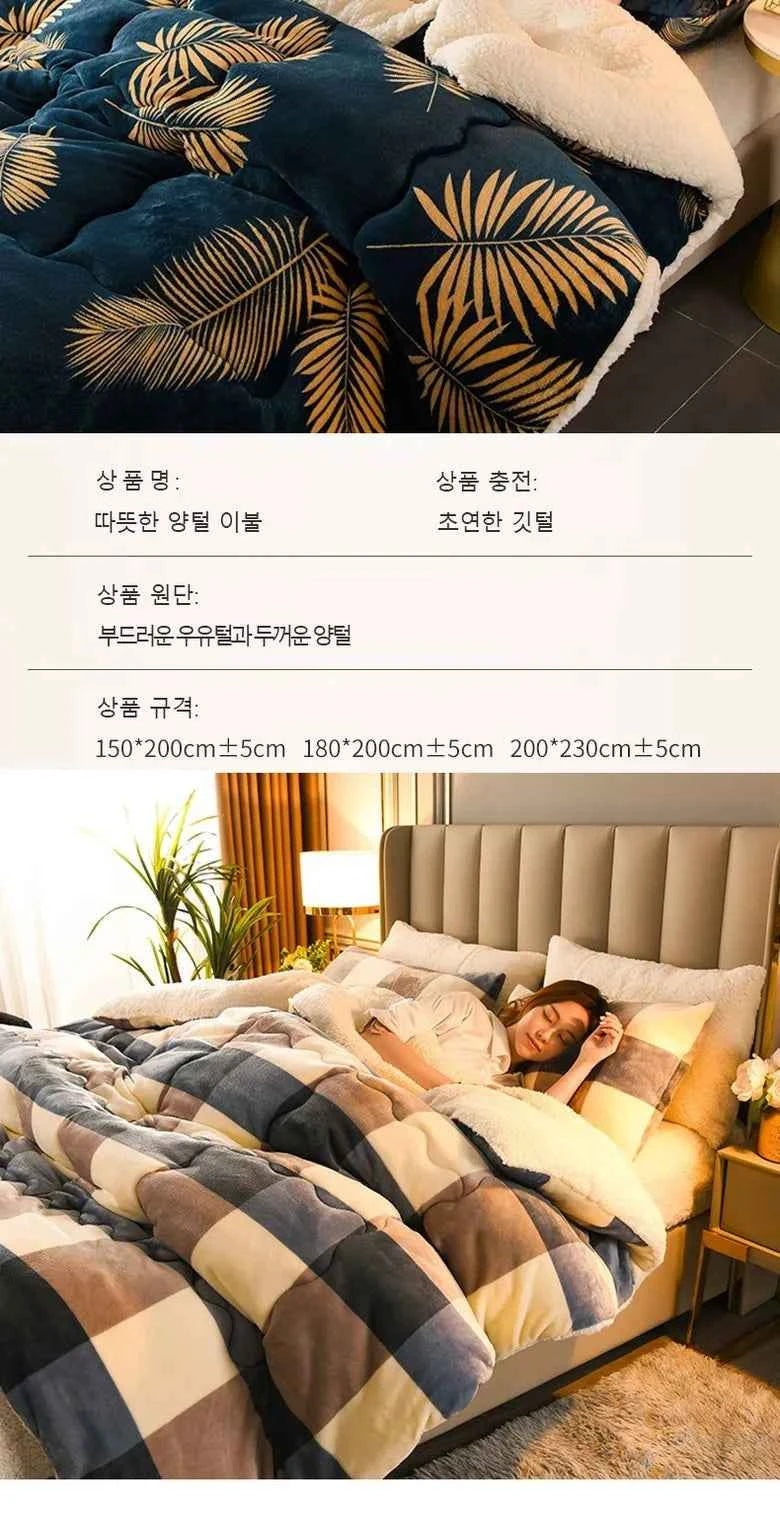 Winter Bedding Thick Quilt Blanket Thickened Warm Flannel Fleece Comforter for Cold Nights Set Bed Duvets Quilts the Blankets