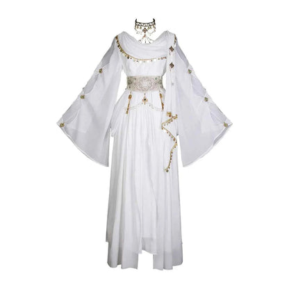 Greek Goddess Wandering Style National Style Han Element Lolita Strap Fairy Dress White Dress Women Clothing