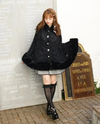 Godivana Lolita Faux Fur Cape Coat with Bow & Rhinestones