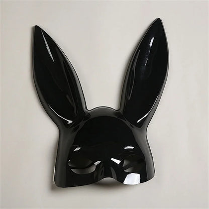 Exaggerated Rabbit Ear Mask, Black and White PVC Bunny Costume Accessory