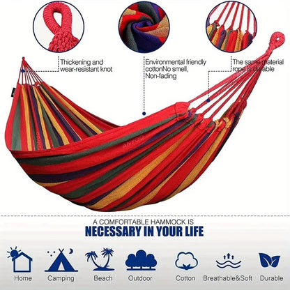 Outdoor Multi-Functional Hammock - Colorful Anti-Flip Design, Garden Leisure Hammock, Equipped with Tree-Friendly Straps and a P SS69