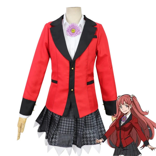 Anime Kakegurui Cosplay Costume Kirari Momobami Uniform Yumeko Sayaka Compulsive Gambler Japanese School Girl Pleated Skirt Suit SS69
