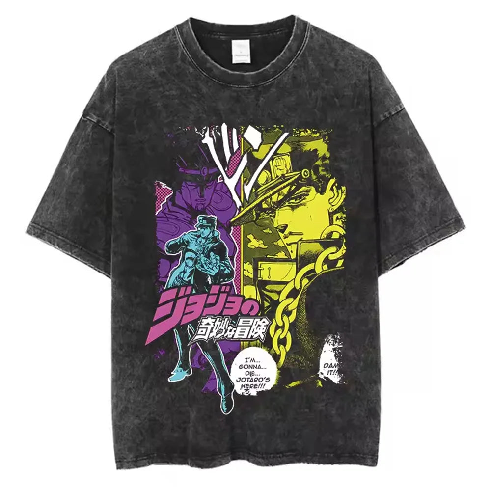 Jojo Bizarre Adventure High Quality Cotton Tshirt Harajuku Streetwear Japanese Men Top Comic Y2k Anime Man Clothing SS69 13.69 xuehua-93631 / L