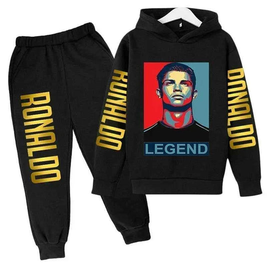 Autumn Fashion Brand Ronaldo Print Children Set Hoodie+Pants Suit 2pcs Set Kid Boy Girl Clothes Casual Football Player Tracksuit