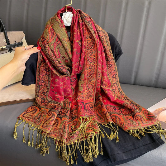 Luxury Brand Autumn Cashmere Pashmina Shawl Lady Wrap Warm Winter Scarves Design Print Female Foulard Cotton Stoles Scarf 2023 SS69 13.69 T100-01