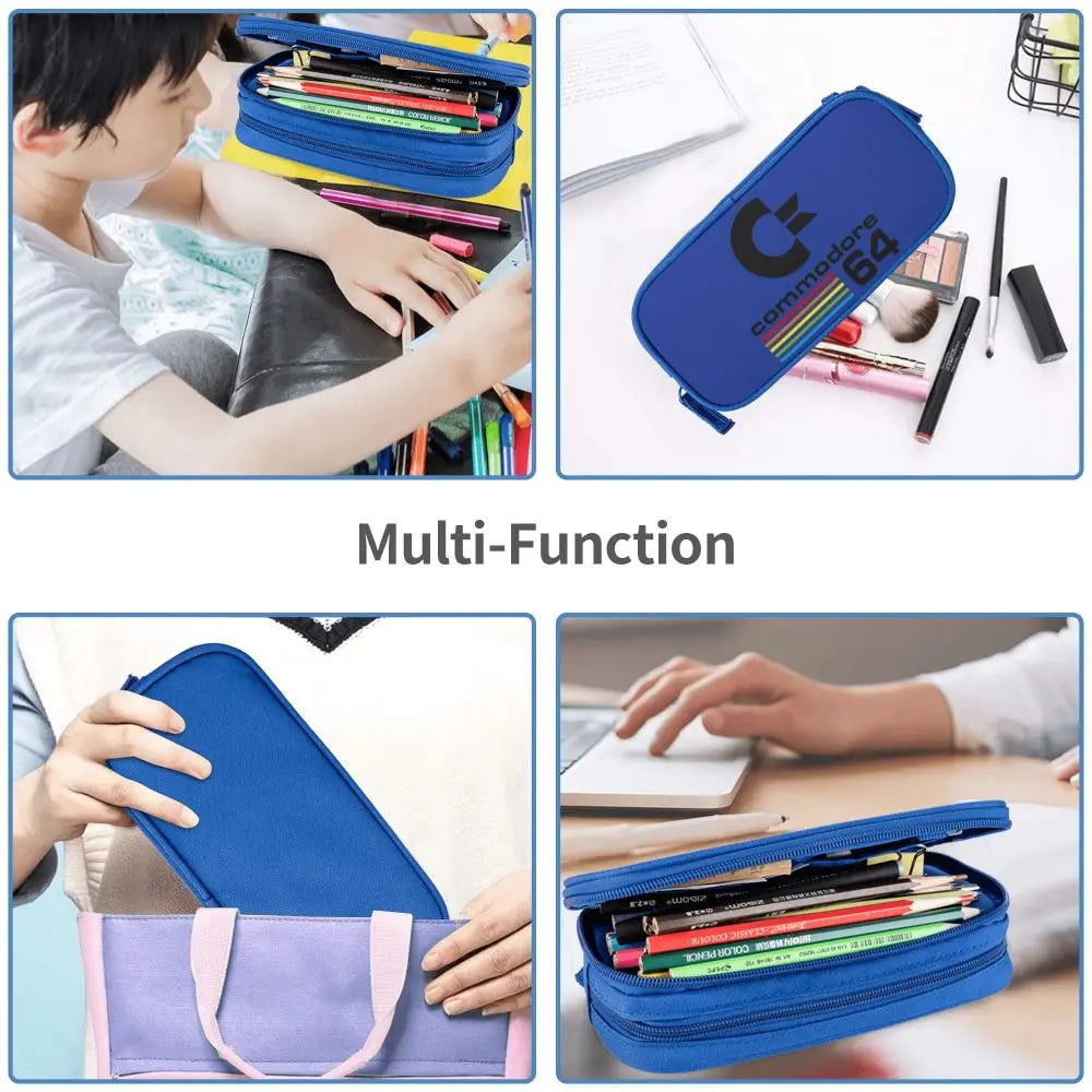 Custom Kawaii Retro Commodore 64 Pencil Case for Girls Boys C64 Amiga Computer Large Capacity Pen Box Bag Stationery SS69
