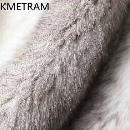 KMETRAM 100% Cross Mink Fur Jacket Woman Mid Length Real Fur Coat Winter Women Clothing Furry Jackets 2025 шуба женская