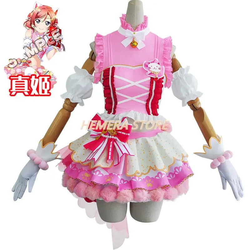 In Stock Anime LoveLive Cat Twin Tail Arcade Game 9 Characters Cosplay Costume Tojo Nozomi Nico Honoka Umi Rin Maki Eli Full Set - SS69