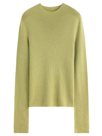 DUSHU Seamless Half-high Collar Pure Wool Pullovers Women Plus Size Autumn Winter Bottoming Sweater Solid Soft Breathable Tops