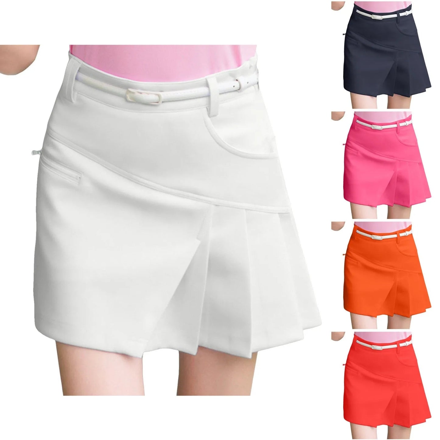 Asymmetrical Tenis Skirt For Women Side Zipper Up Bodycon Golf Wrapped Skirt Aesthetic Solid Color High Waist Korean Y2k Skirt SS69