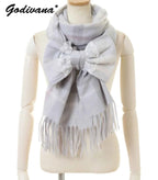 Japanese Liz New Lazy Wind Girls Sweet Plaid Lace Bow Scarf Soft Warm Women's Winter Lolita Scarf