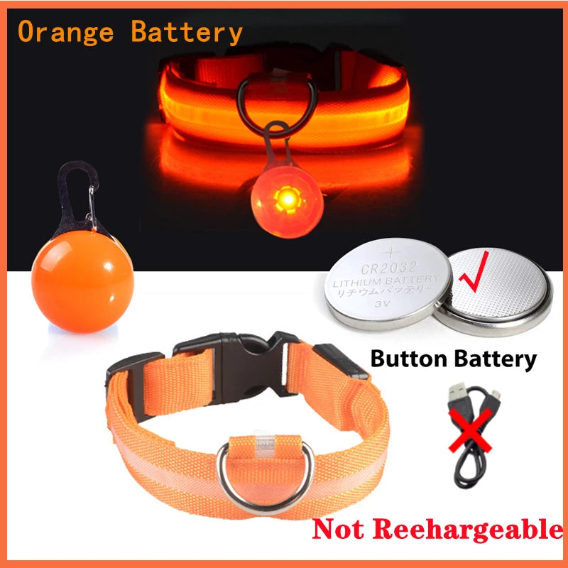Usb Charging Glowing Dog Collar With Pendant Detachable Luxury Led Light Bright For Small Dogs Cat Night Safety Collar Wholesale SS69 8.69 Orange ButtonBattery / XS Neck 28-38 CM / CHINA