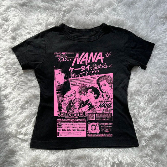 Y2k Nana Osaki Graphic T Shirts  Casual Harajuku Streetwear Japanese Clothes Fashion Rock Punk Sleeveless Tanks & Camis Coquette SS69 15.69 Black2 / M