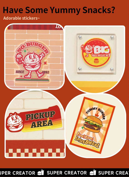 Robotime Rolife Super Creator Series Plastic Dollhouse Building Blocks for Kids Yum Burgers Leisurely Cheers Bar Sweet Sips Tea
