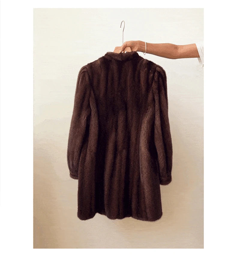 Lautaro Women's Long Faux Mink Fur Coat - Thick Warm Winter Overcoat