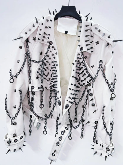 vintage Leather  y2k  Jacket Skull Jacket Punk Jacket  gothic Leather gothic clothes y2k fashion y2k clothes  harajuku Jacket SS69