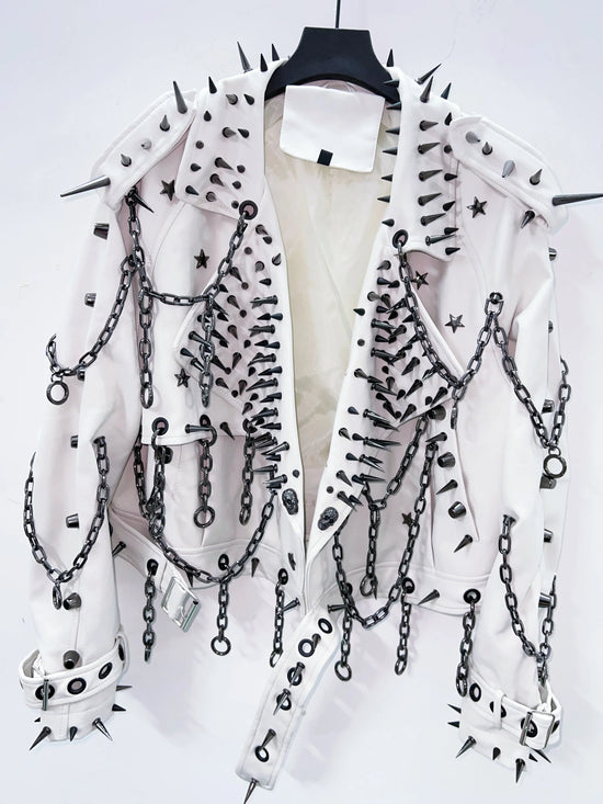 vintage Leather  y2k  Jacket Skull Jacket Punk Jacket  gothic Leather gothic clothes y2k fashion y2k clothes  harajuku Jacket SS69