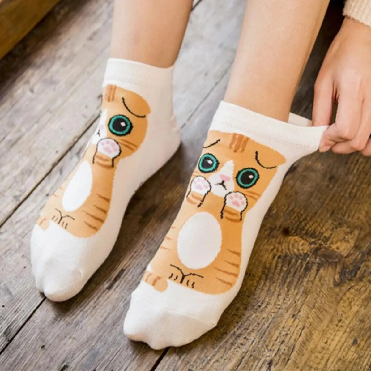 5 Pairs/Set Women's Cartoon Cute Cat Ankle Socks Breathable Perfect for Everyday Fashion SS69