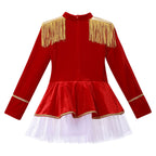 Inlzdz Women's Sequin Tassel Ringmaster Leotard Dress