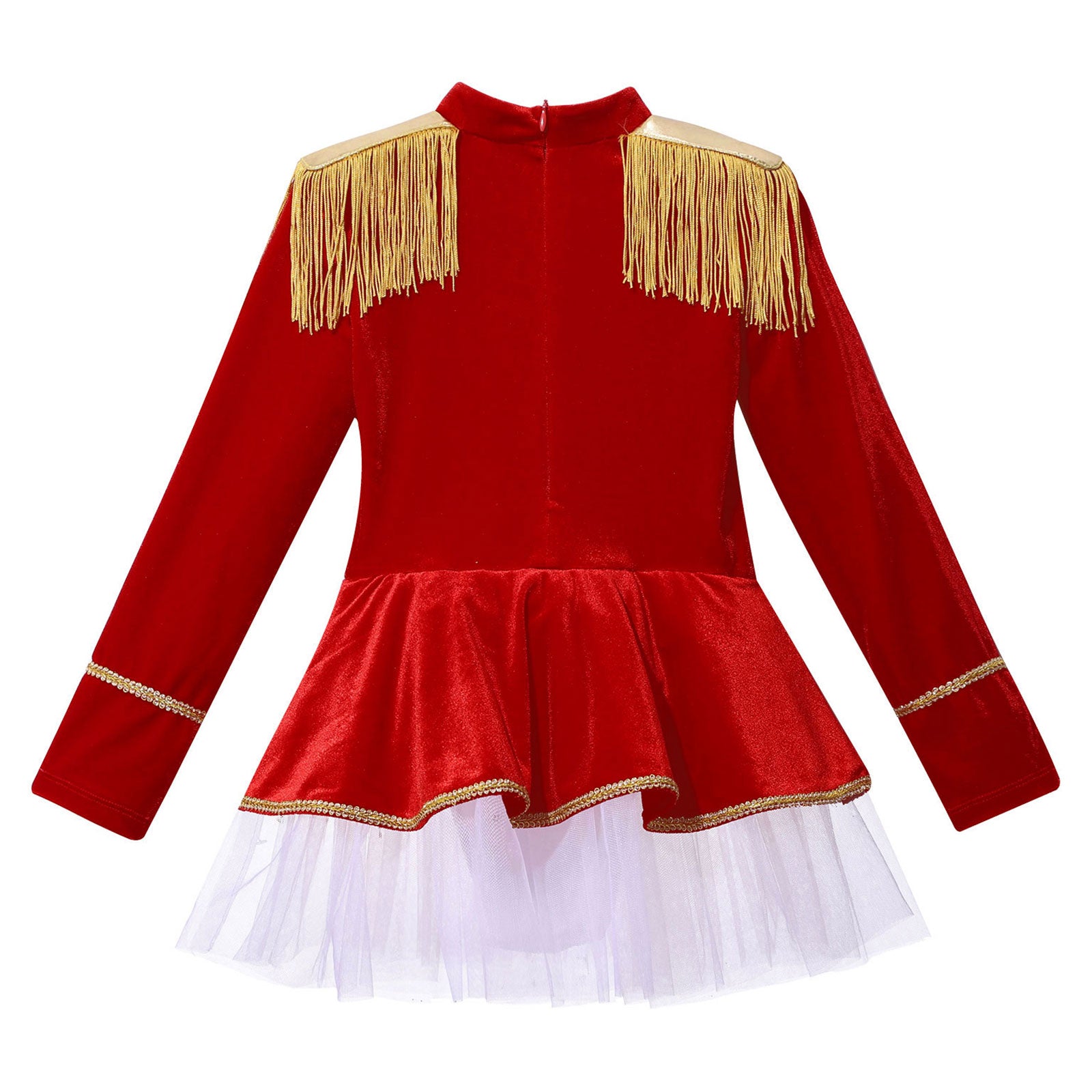 Inlzdz Women's Sequin Tassel Ringmaster Leotard Dress