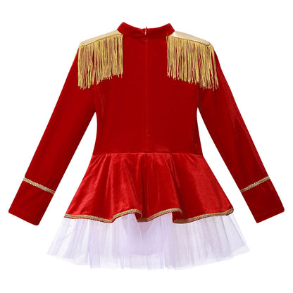 inlzdz Women's Circus Ringmaster Costume Sequin Tassel Leotard Dress