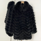 OFTBUY Women's Real Fox Fur Coat - Thick Warm Winter Jacket