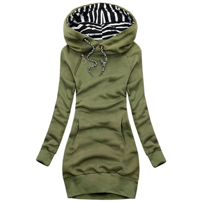 Hoodie Dress Casual Solid Colour Long Sleeve Drawstring Hoodie Dress Slim Hooded Pullover Sweatshirt Dress SS69 17.69 green / S