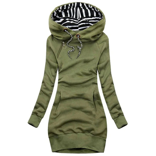 Hoodie Dress Casual Solid Colour Long Sleeve Drawstring Hoodie Dress Slim Hooded Pullover Sweatshirt Dress SS69 17.69 green / S