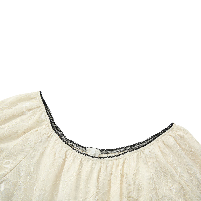 Xingqing 2024 Sweet Fairy Grunge Lace A Line Dresses Summer Women Patchwork Puff Sleeve Kawaii Dress 2000s Aesthetic Outfits SS69