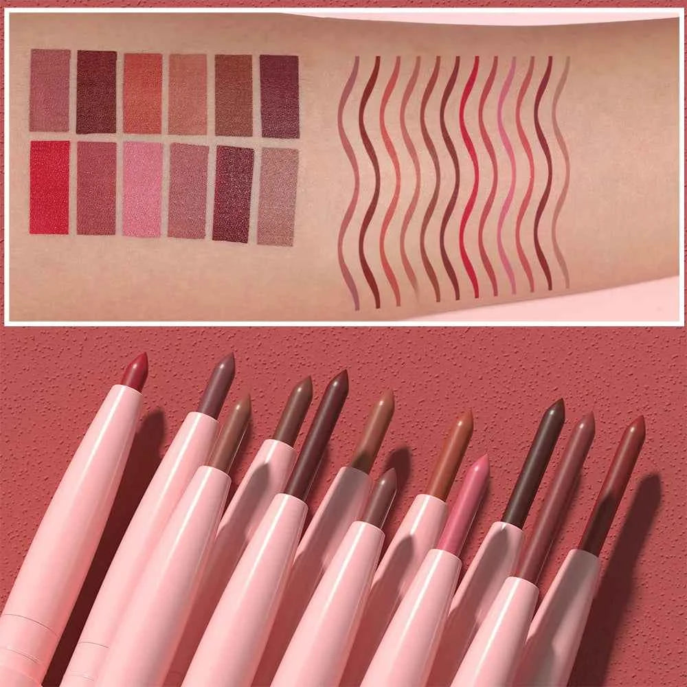 Lip Liner Lipstick Set, Waterproof Matte Durable  Non-sticky Non-transfer, Deep Red, Dusty Rose, Nude, Y2K Makeup Christmas