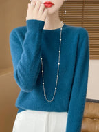 Addonee Women's 100% Merino Wool O-Neck Pullover Sweater