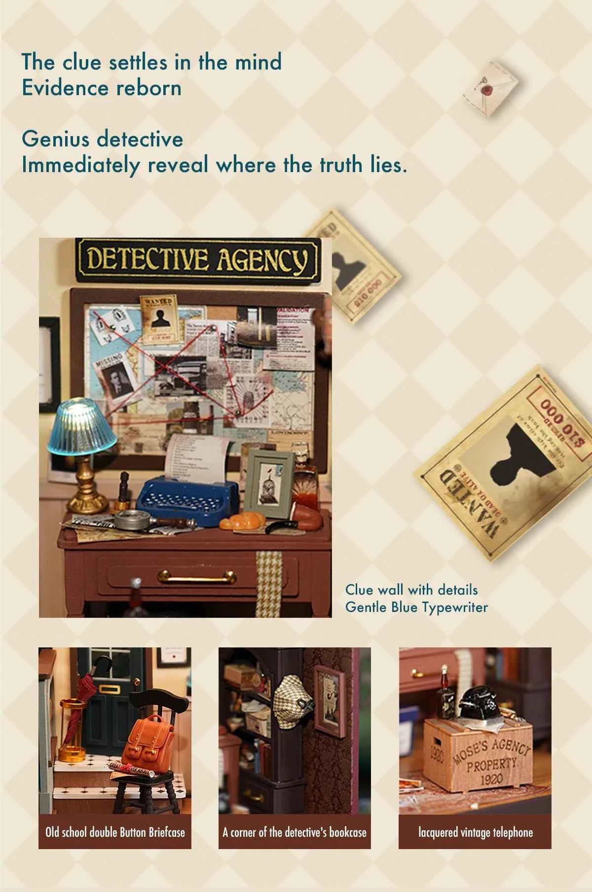 Robotime Rolife DIY Mystery Archives Bureau Decorative Ornament Kids Adult Miniature Fantasy Magic Doll House Wooden Kit Toy