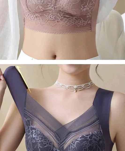 L-6L Women Large Bra Push Up Ice Silk Seamless Upper Bralette Lace Wireless Summer Bras Top Lingerie Underwear Brasieres Mujeres