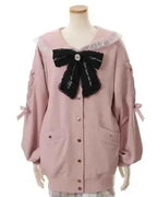 Mine Series Japanese Embroidery Bow Sail Collar Black Long Sweatshirt Coat Women Hoodie Lolita Sweet Girls Pink Hoodies Jacket