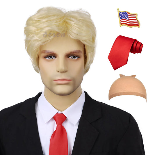 SS69 Synthetic Blonde Layered Straight Wig for Adult Cosplay Heat Resistant