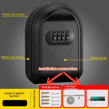 SS69 Wall Mount Key Lock Box, 4-Digit Combination Security Storage Organizer